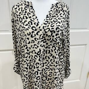 Lumiere cream and black animal print blouse